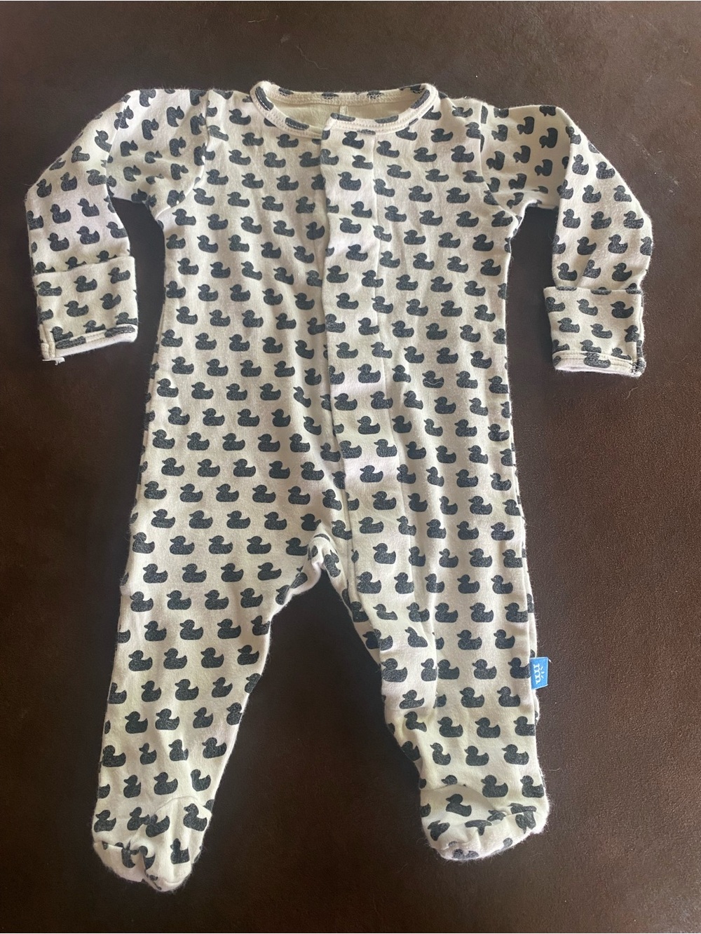 Magnetic Me White Footed One-Piece with Black Duck Print
